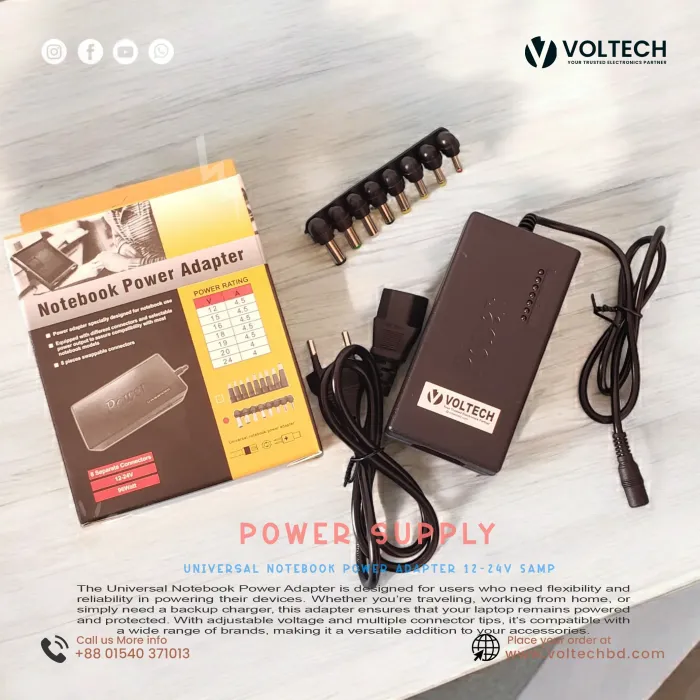 Universal Notebook Power Adapter 12-24V 5Amp – Reliable & Efficient | Voltech Electronics